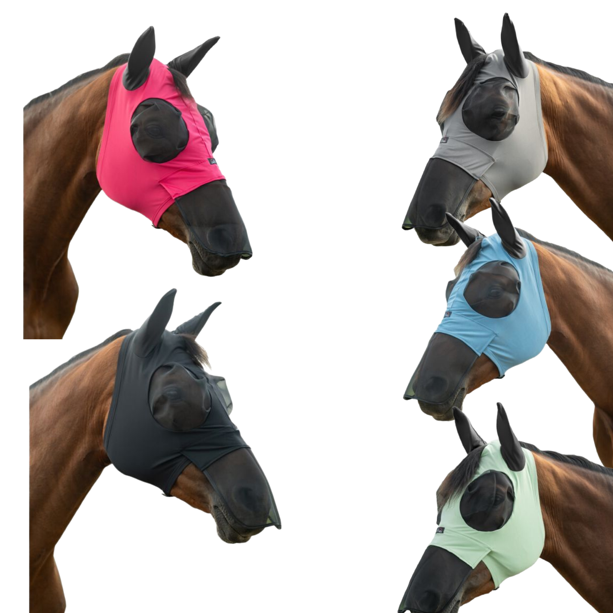 Anti-fly mask -Elastic- med mule beskyttelse Dueblå XXS