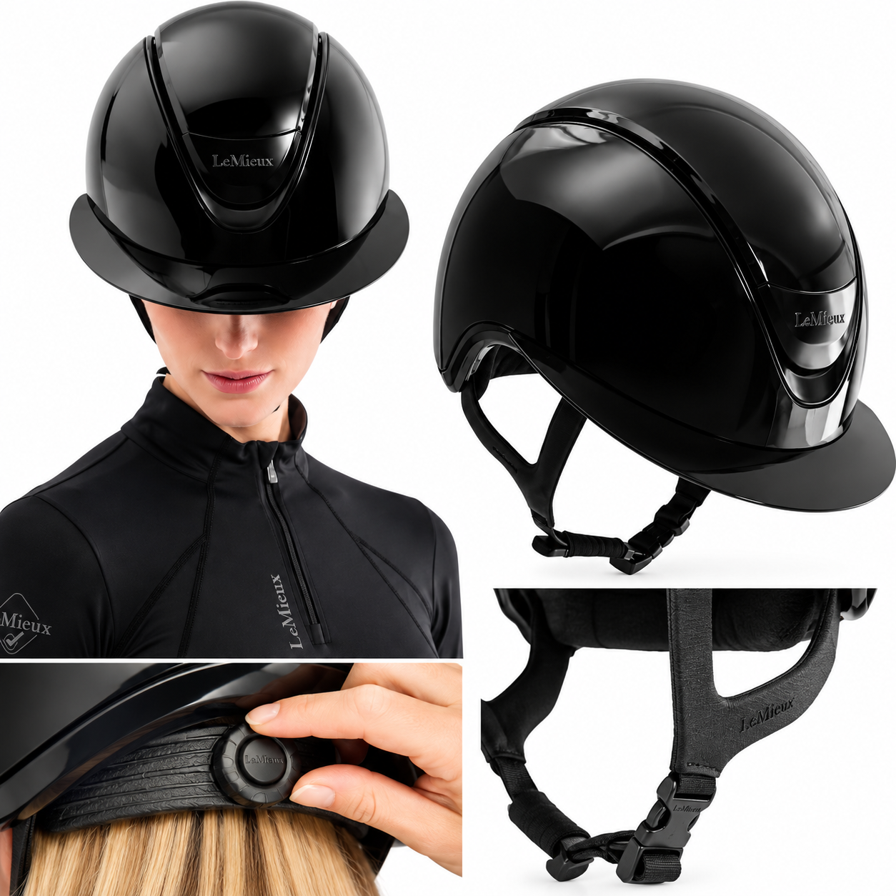 LeMieux Verv ridehjelm glossy Sort 56-58cm