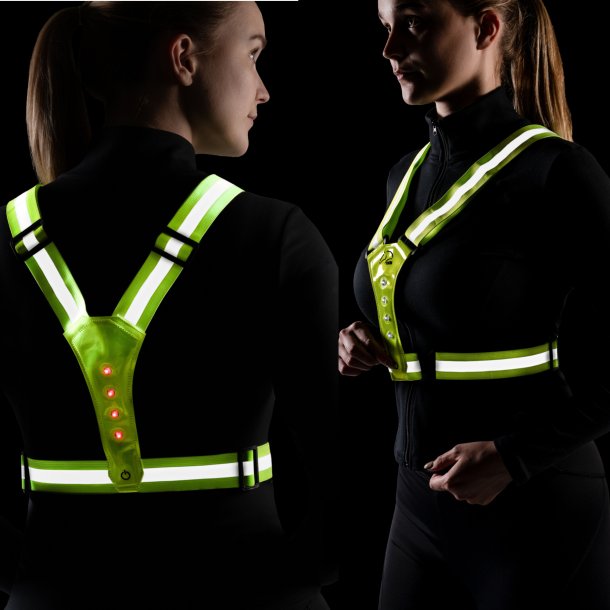 LED Refleksvest Sort-S&oslash;lv Voksen